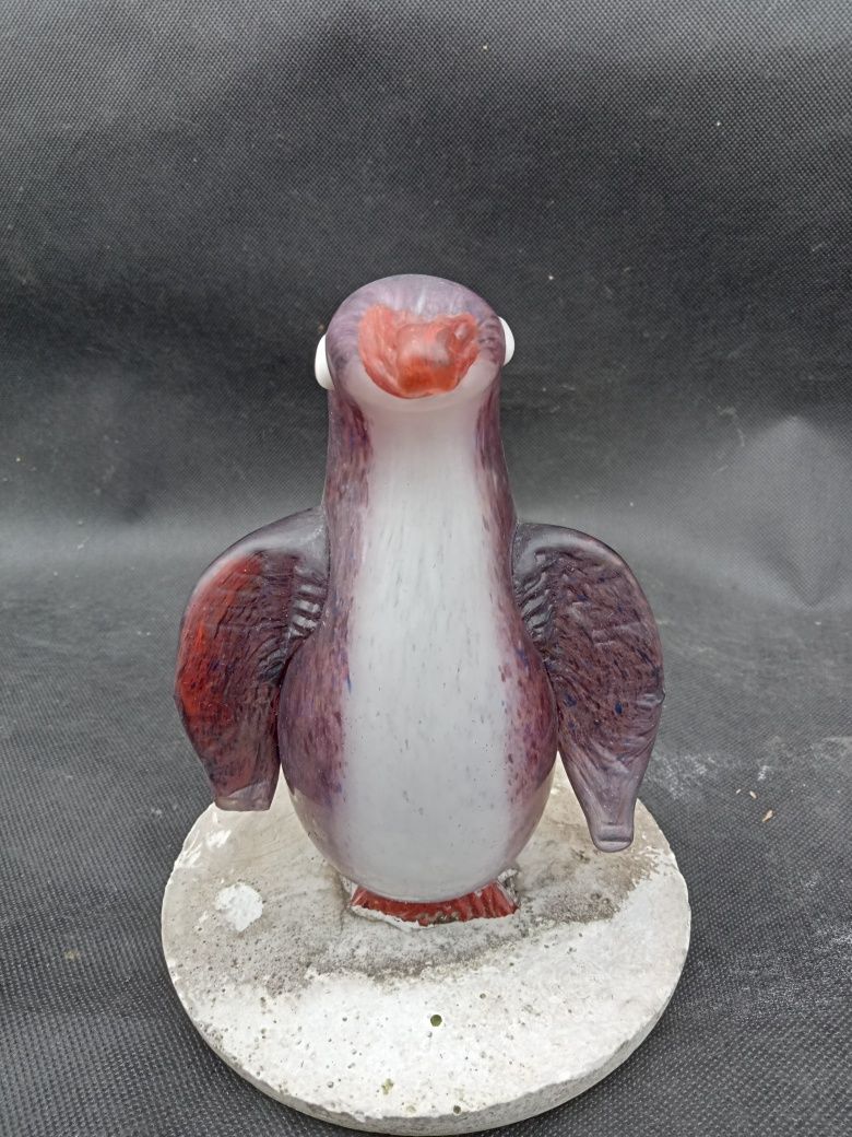 Figurka pingwin szkło kolorowe Vintage PRL