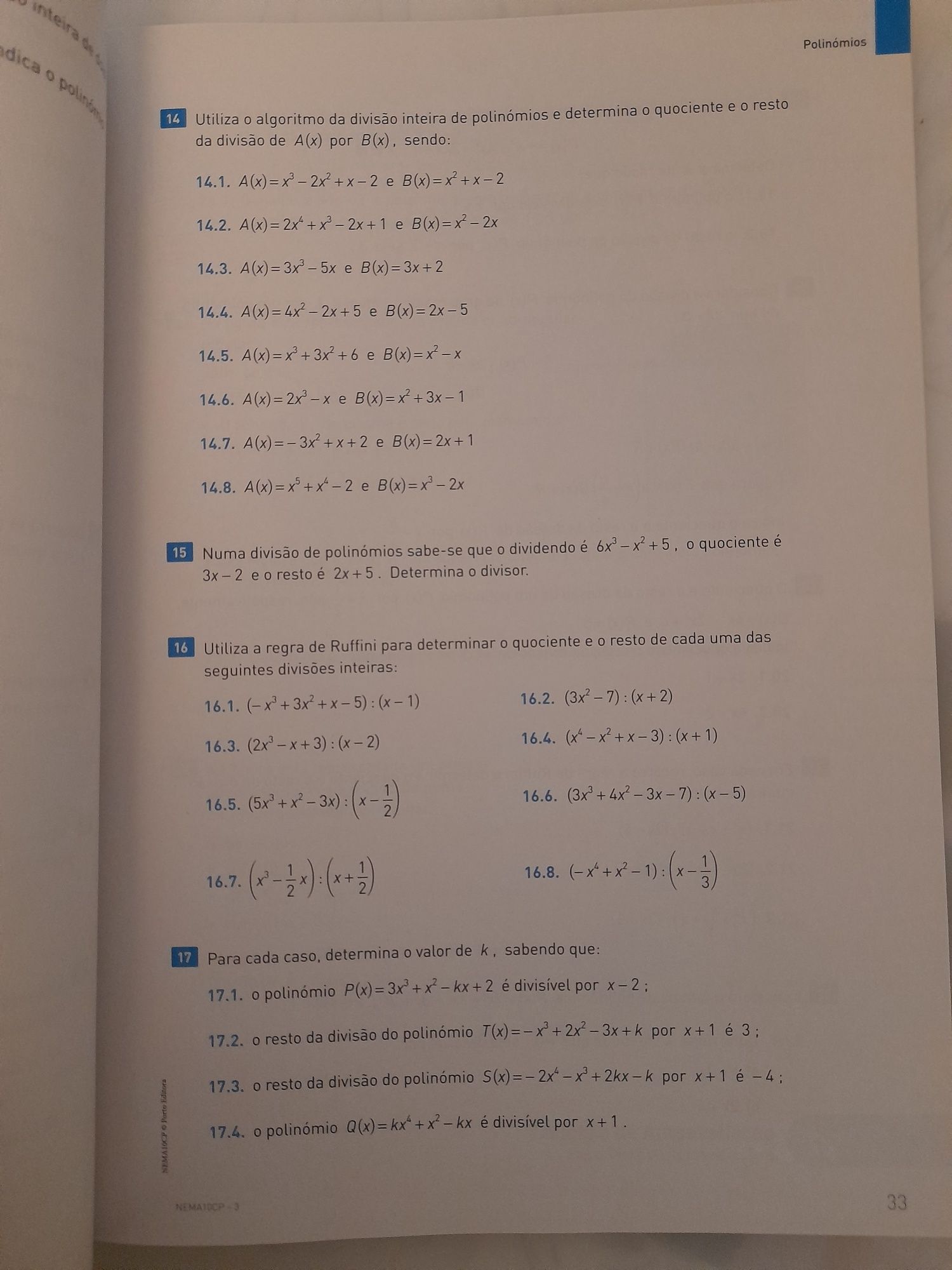 Caderno de atividades e preparação para testes novo espaço 10°