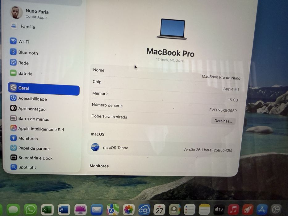 Macbook pro 13” M1 16 ram 512 disco