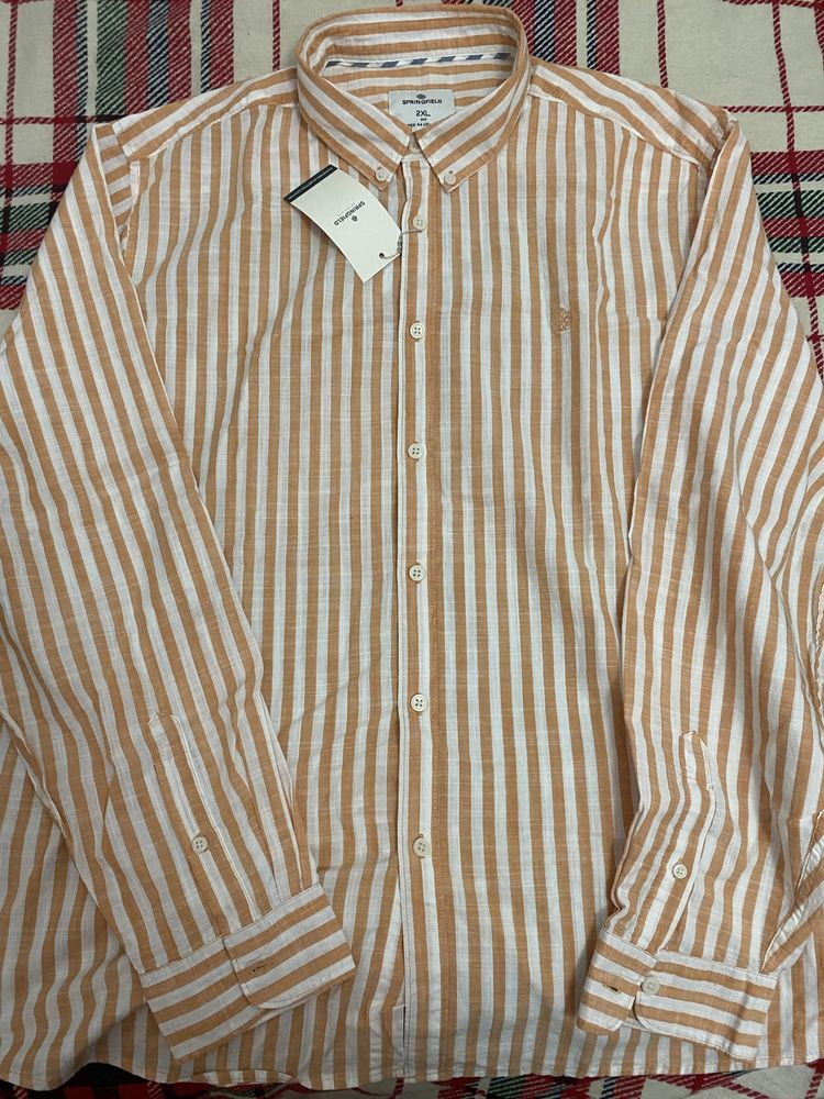 Camisa homem springfield - riscas laranja