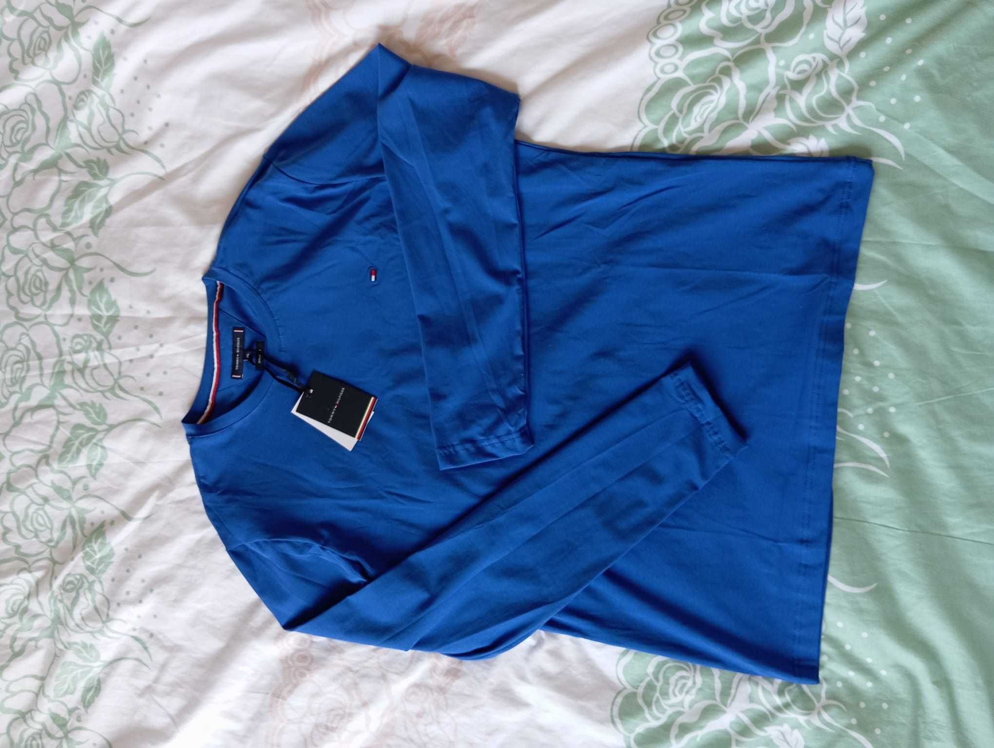 Longsleeve męski Tommy Hilfiger regular fit, niebieski M promocja