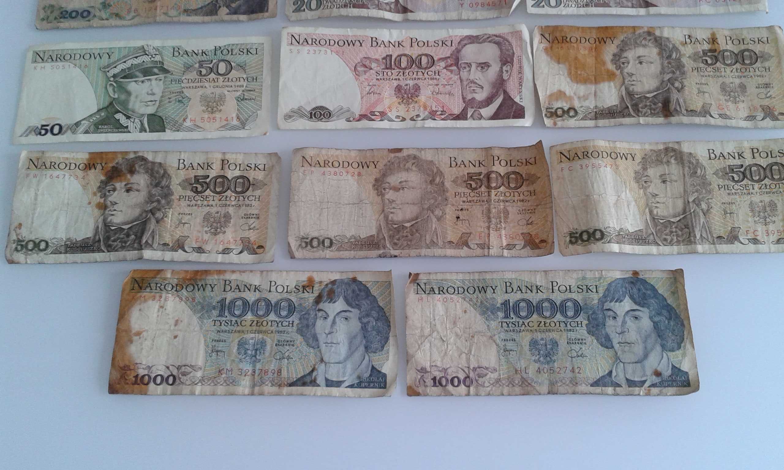 Banknoty Polskie z 1982 , 1985 i 1998 r.