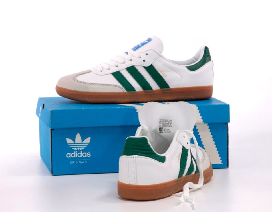 Кросівки чоловічі Adidas Samba білі із зеленим