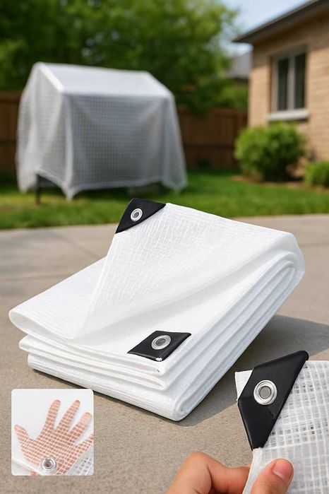 Plandeka 6x8M | Zbrojona Wzmacniana | Wodoodporna  Mata Bezbarwna 100G