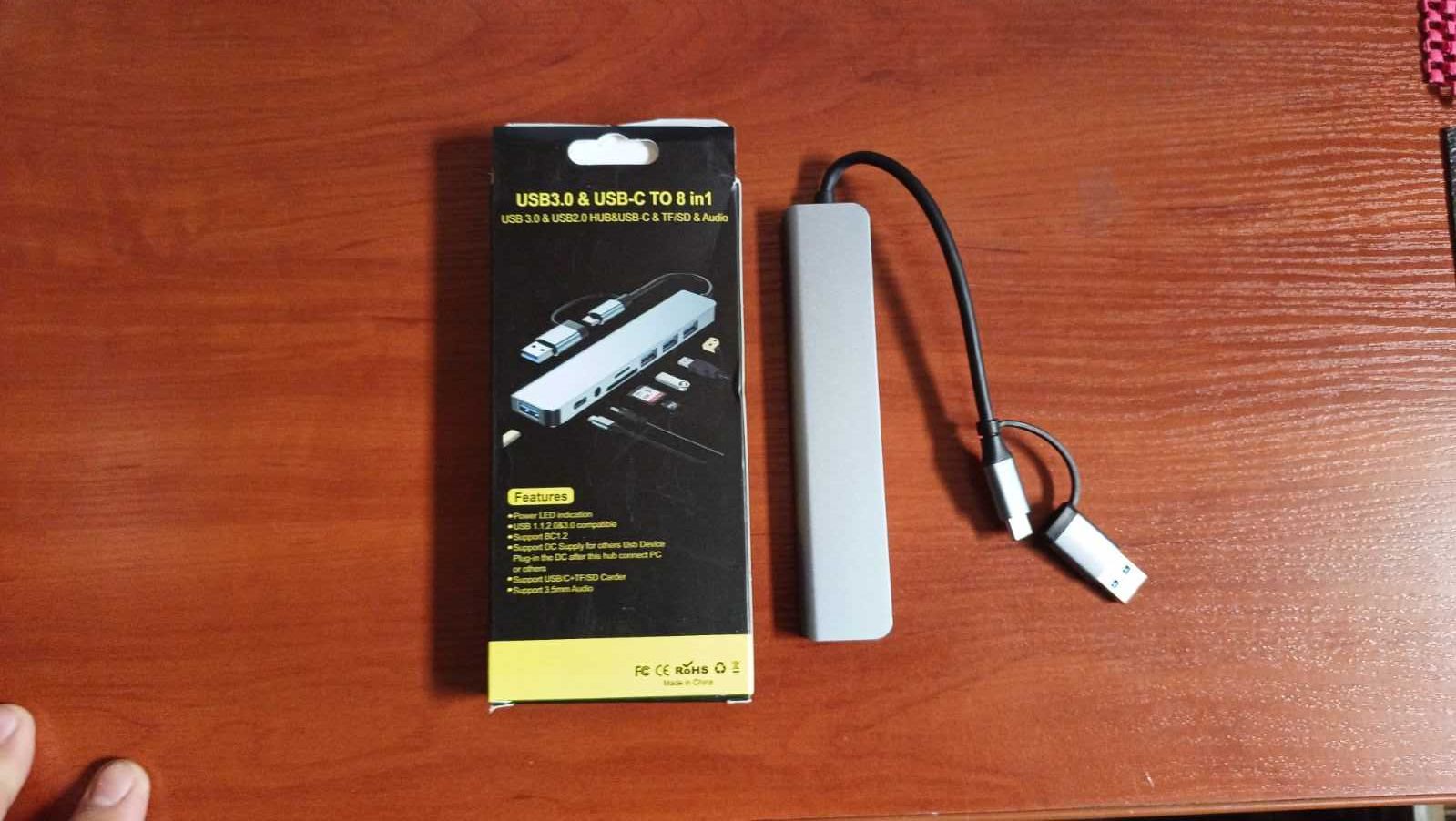 8 в 1 USB-концентратор с картридером, порт USB C, USB 3.0/2.0
