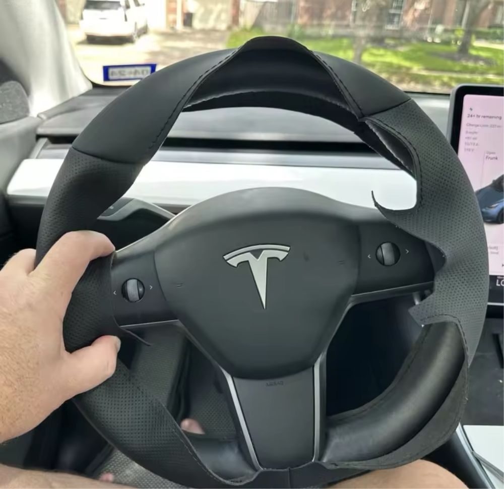 Чудовий Подарунок Чехол на руль Tesla Model Y Model 3 шкіра мікрофібри