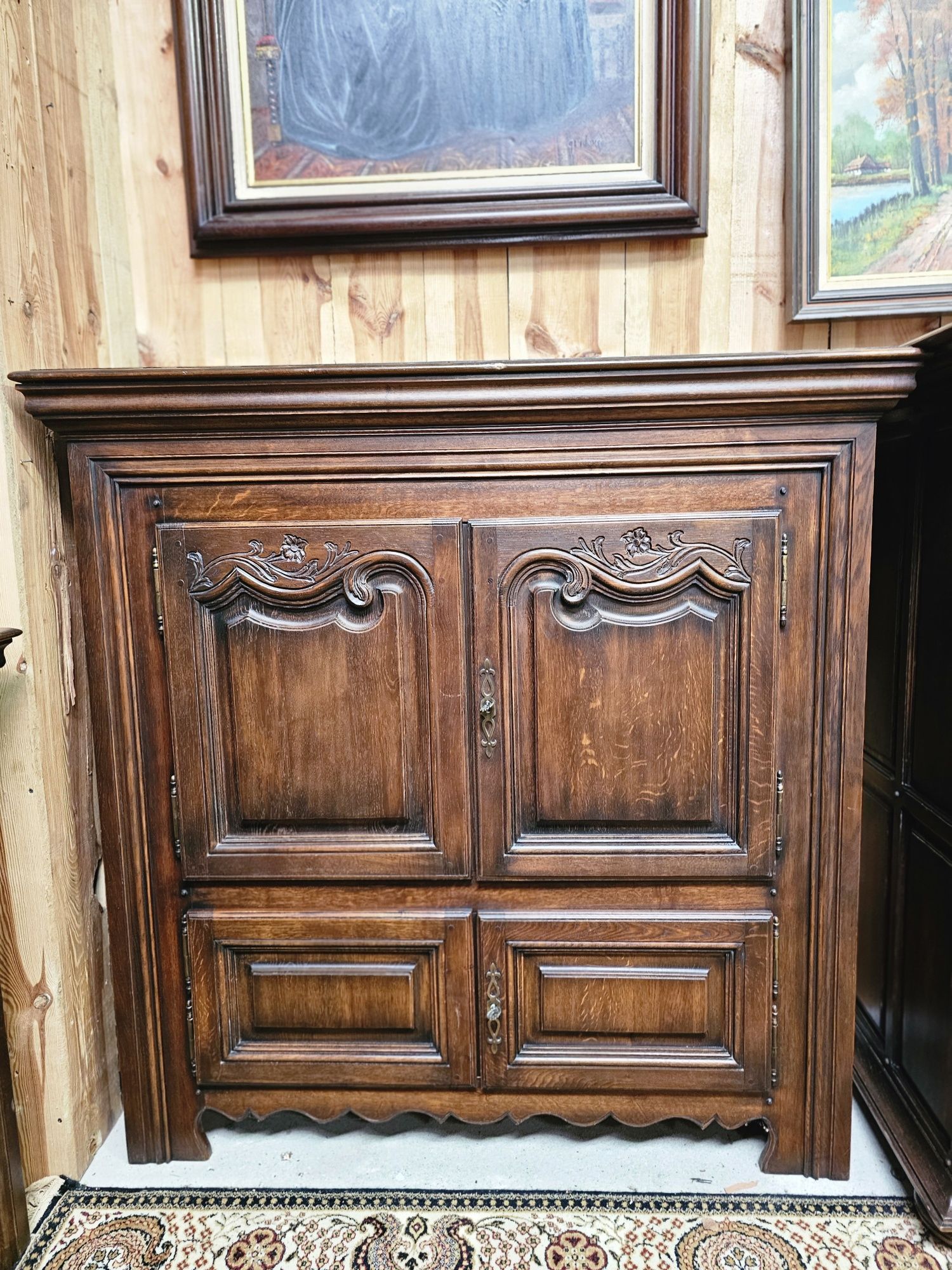 Szafka kredens  wysoka komoda dębowa 145 cm #1465 Stylowy Węgrów