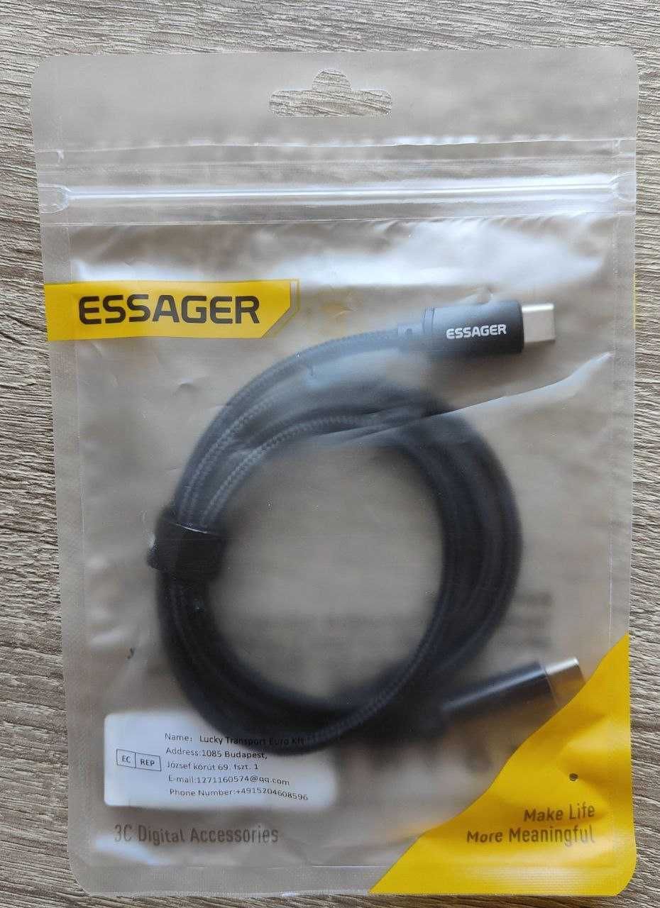 Кабель с экраном ESSAGER Type-C Type-C 7А 100W быстрая зарядка