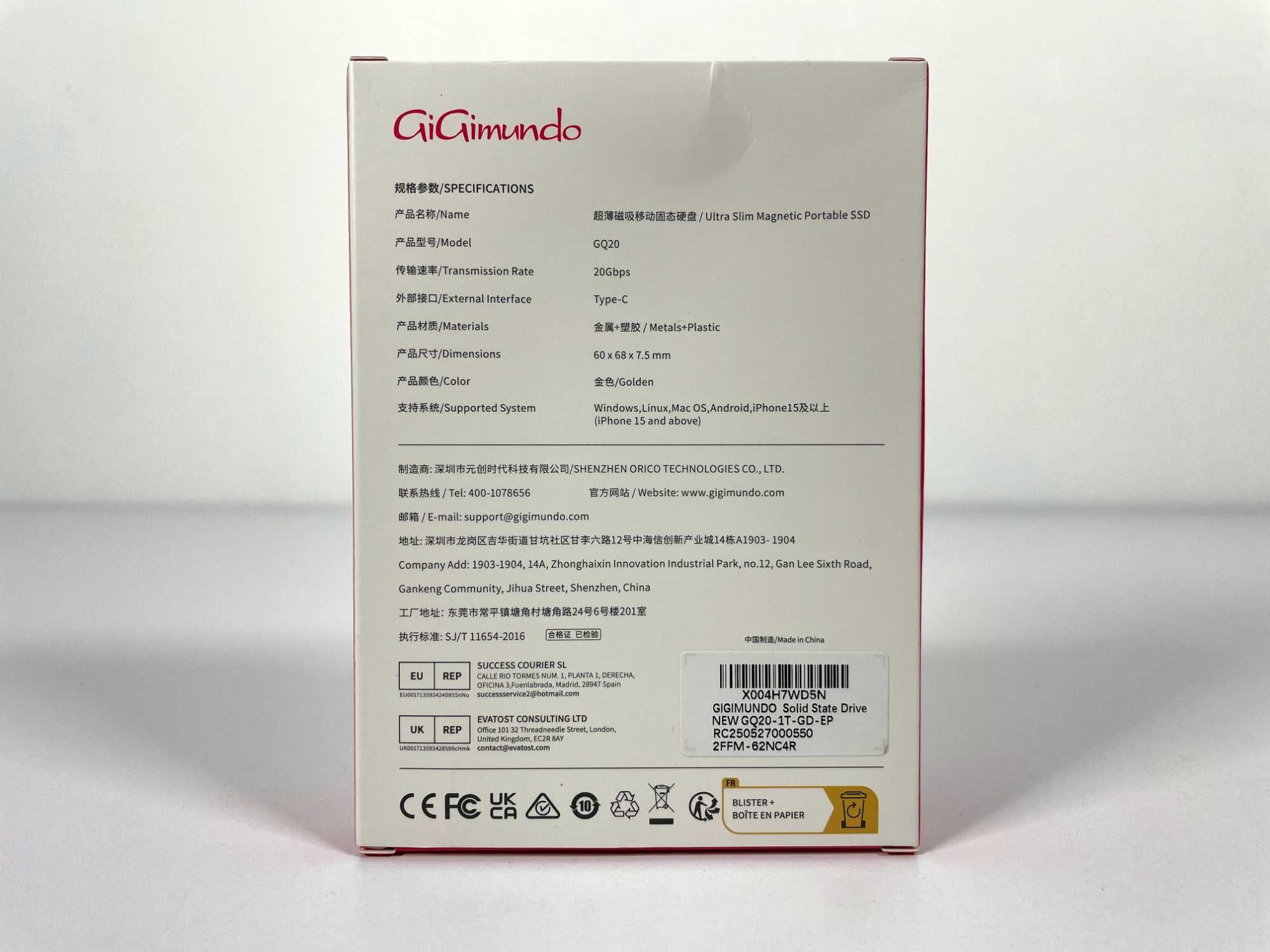 GiGiMundo GQ20 1ТБ SSD Портативний USB-C для iPhone 15/16, Android