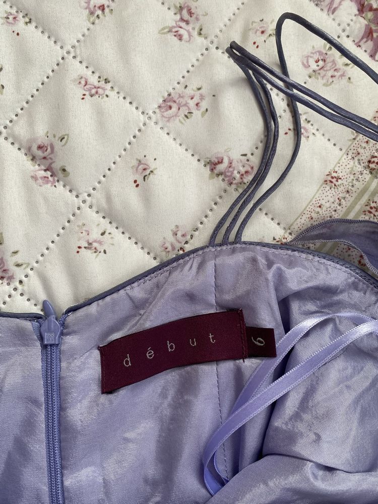 Fioletowa maxi długa balowa sukienka XS 34 fairy début studniówka mesh