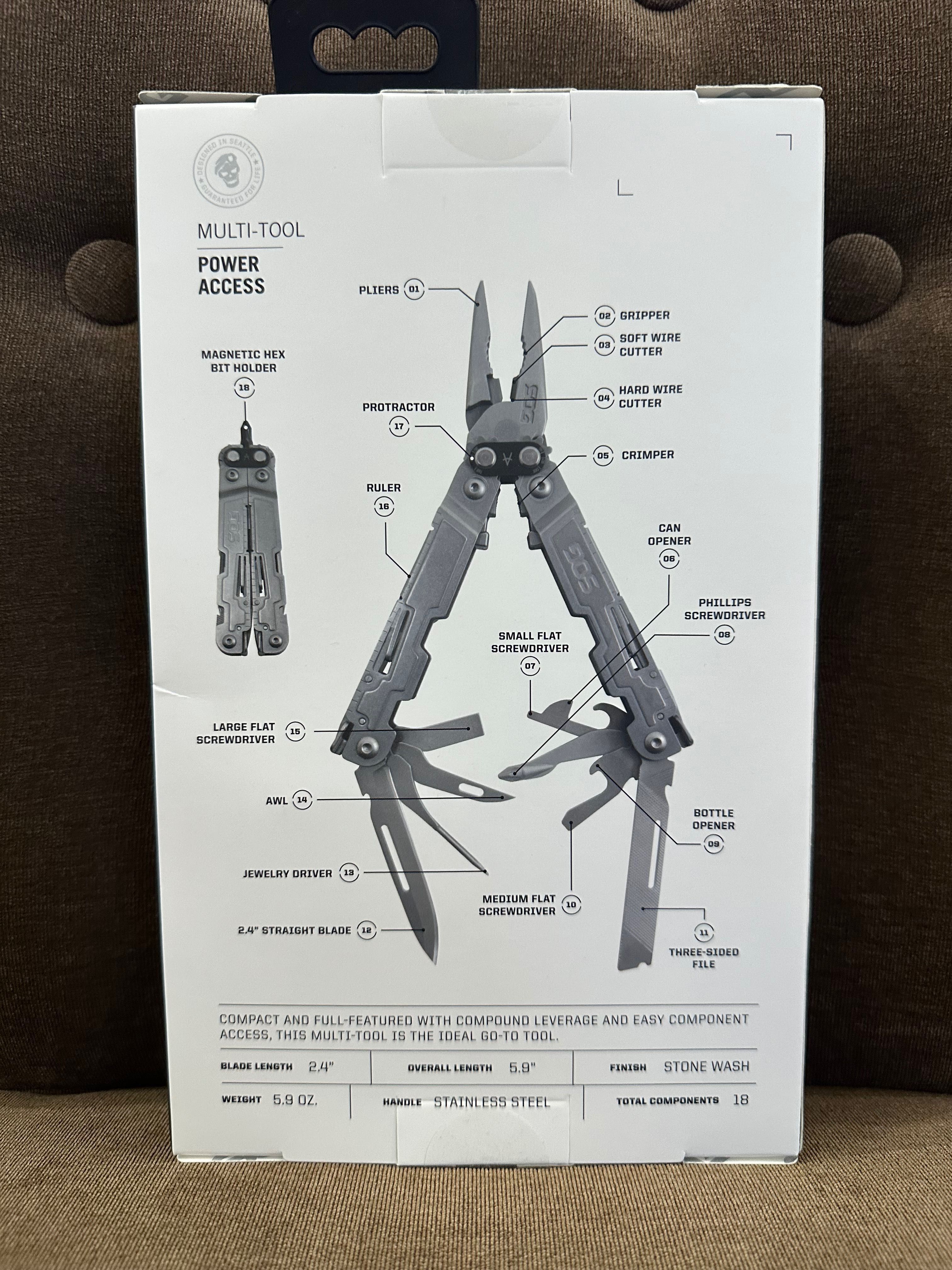 Мультитул Sog Power Access 18 in 1 Multitool чорний світлий