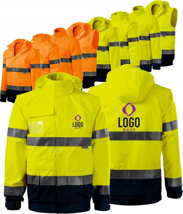 kurtka ostrzegawcza z własnym haftem nadrukiem logo 10 szt