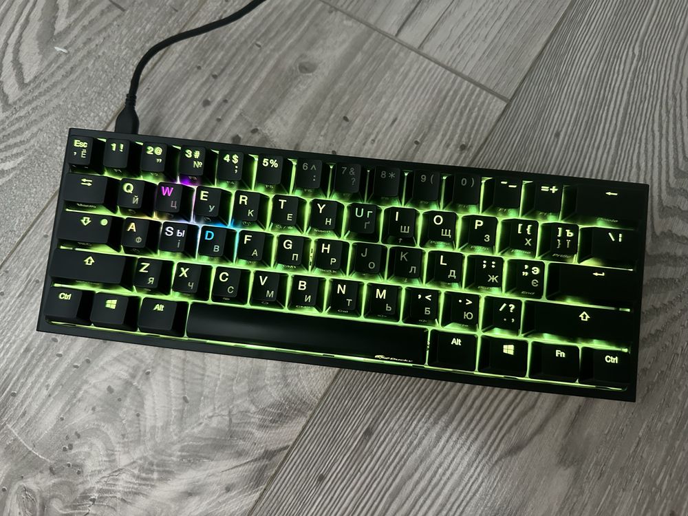 Клавиатура Ducky One 2 Mini, Cherry Blue, RGB LED, UA/RU, Black-White