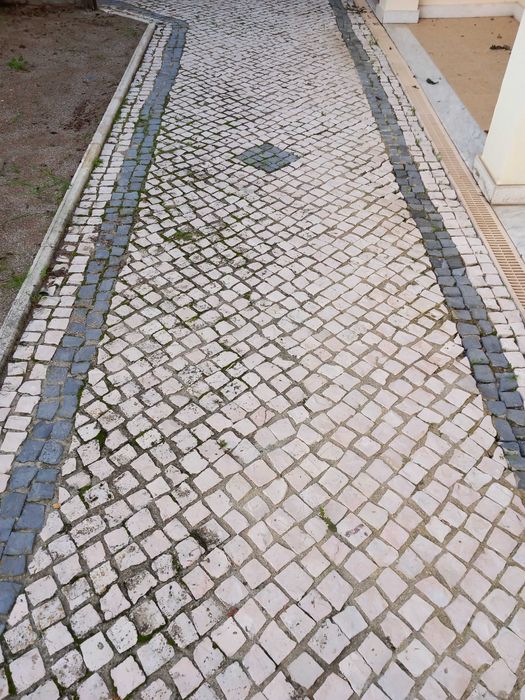 Pedra da calçada branca e negra