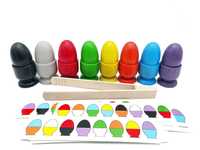 Sorter JAJKA układanka lewopółkulowa Montessori 8 kolorów schematy