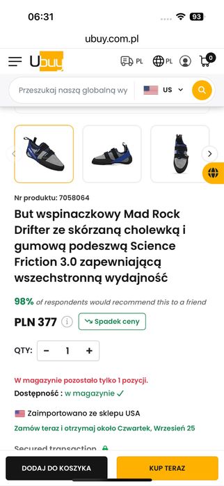 Buty wspinaczkowe, 21cm