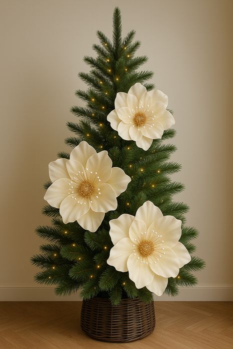 Квіти на ялинку, банти на ялику, декор