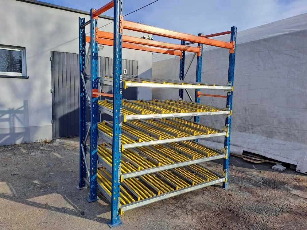 Regał magazynowy przepływowy Karton Flow WDX Interroll 200 x 130 cm