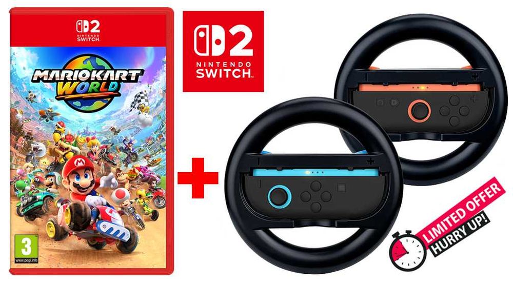 Mario Kart World + dwie kierownice do Nintendo SWITCH 2 = Wejherowo