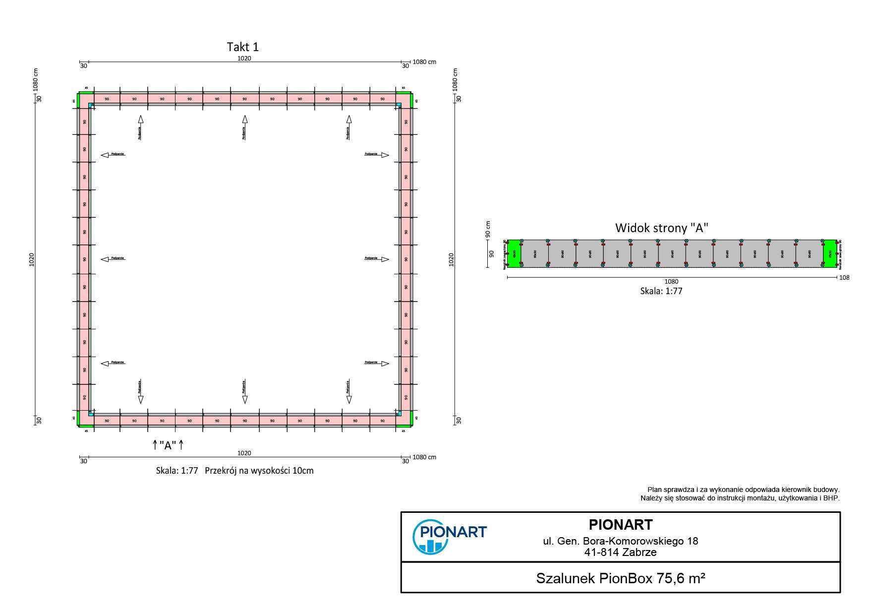 Szalunki ścienne PionBox 75,6 m2 / h=90 cm (kompatybilne z Tekko)