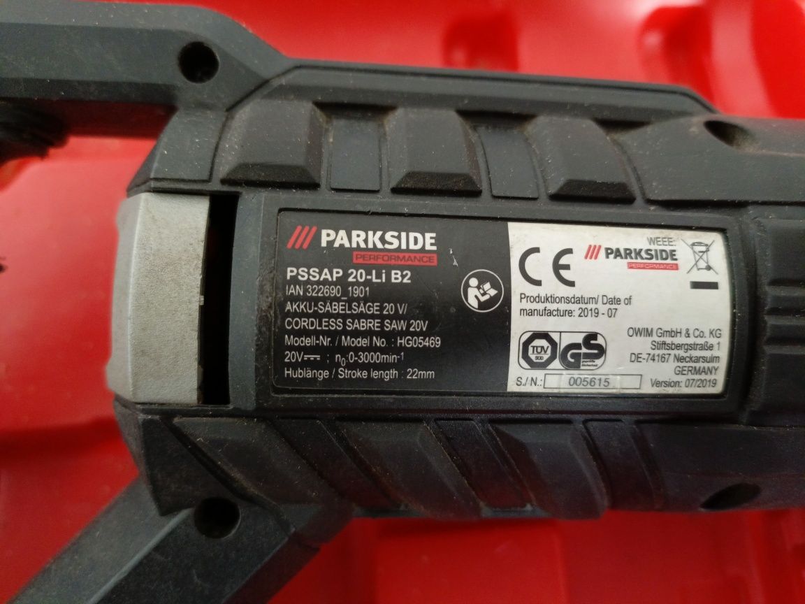 Piła szablasta akumulatorowa Parkside PSBSAP 20-Li B2
