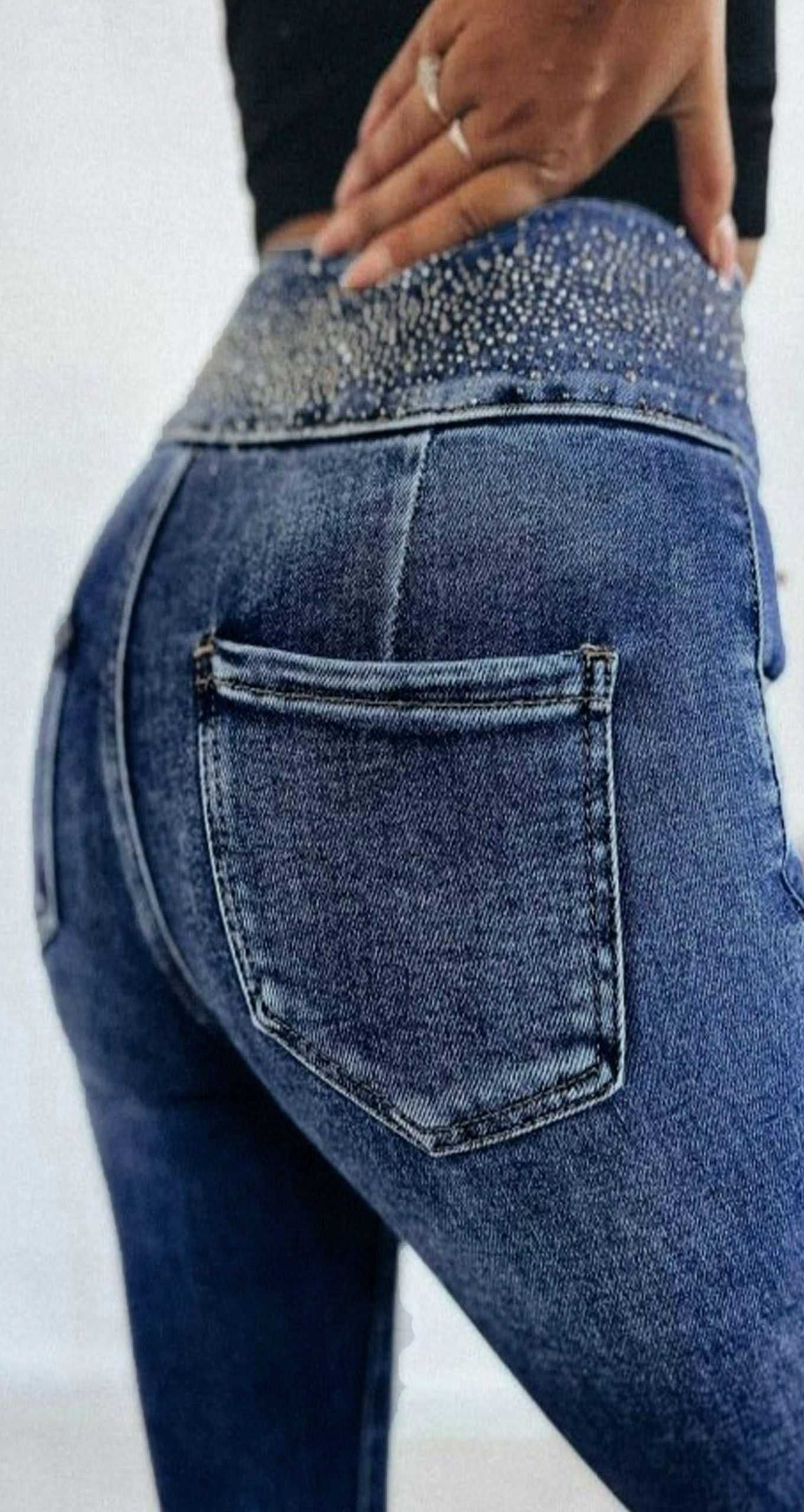 Spodnie jeansowe ciemne cyrkonie M. Sara rozmiar XS