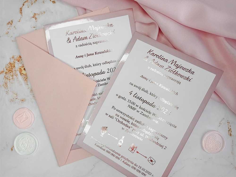 MIRROR – różowe zaproszenia ślubne glamour