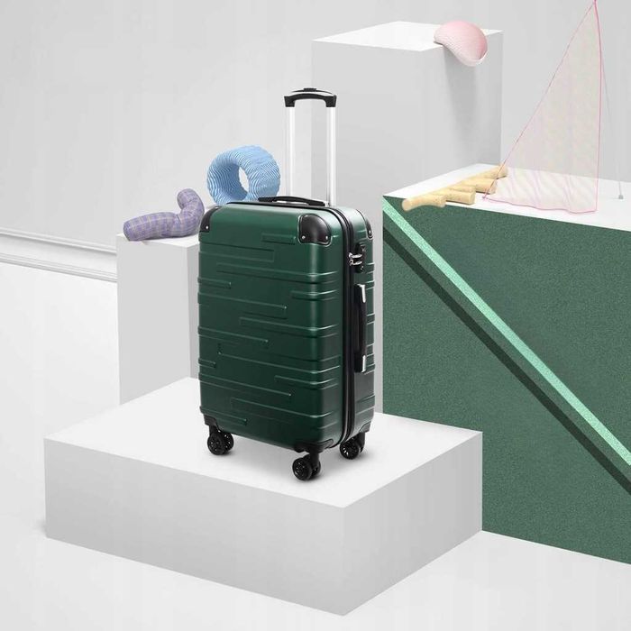 Walizka Podróżna COOLIFE ABS Zamek TSA 4 Kółka Zielona Unisex 60L