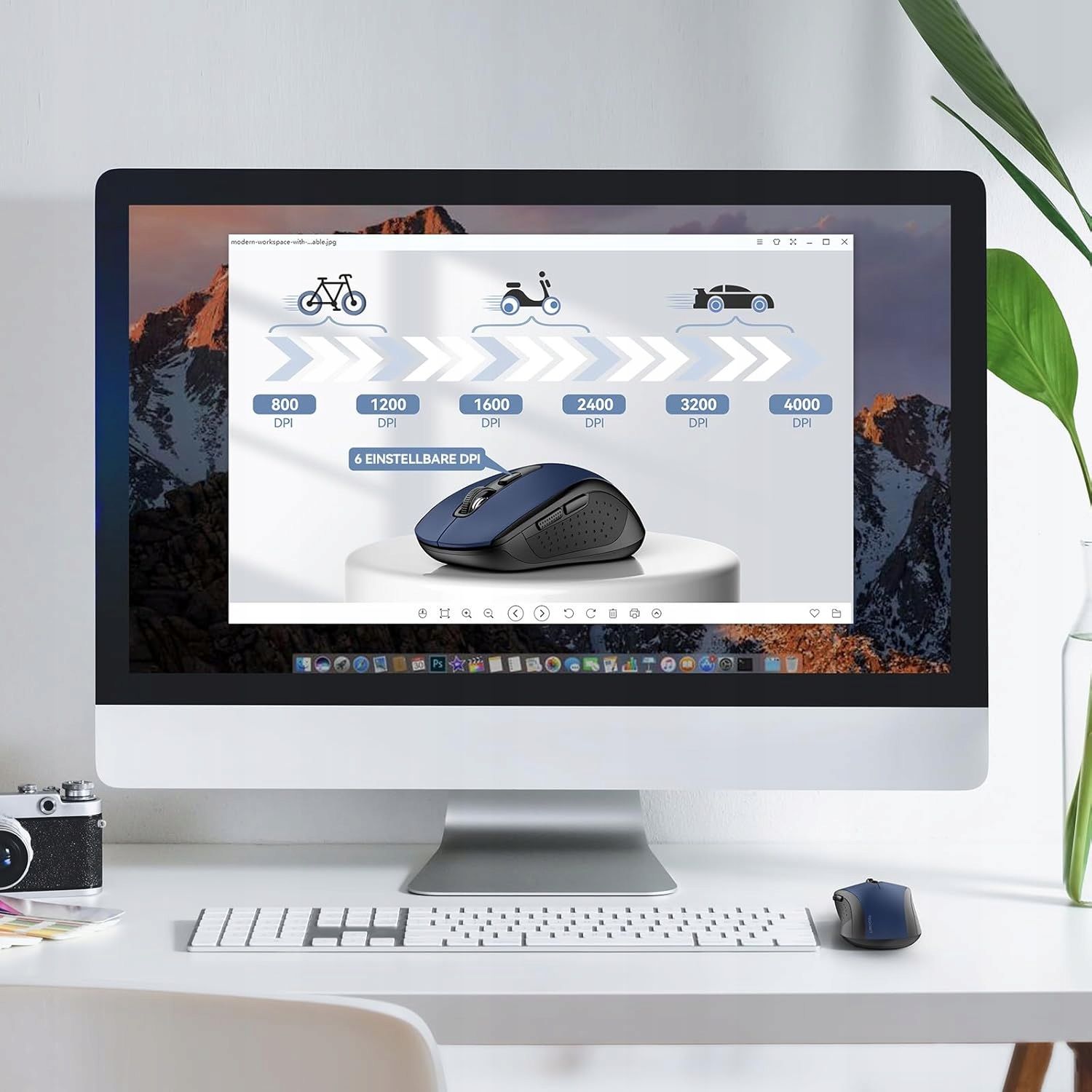 Mysz Bezprzewodowa Do Komputera 2.4Ghz/Bluetooth Niebieska