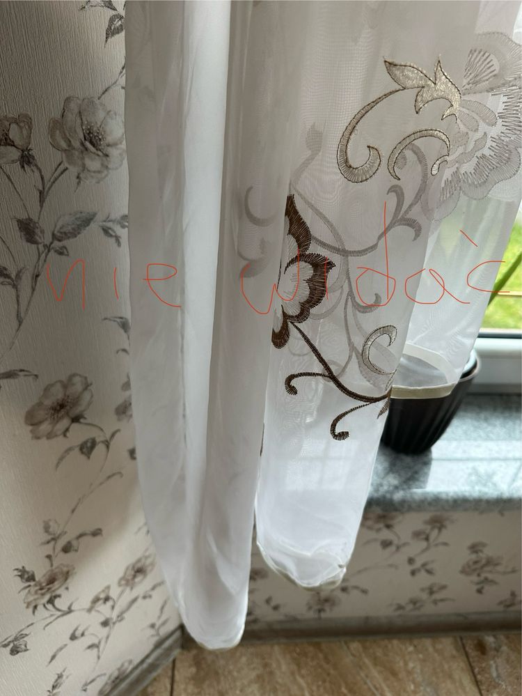 Zestaw firany i zasłony z haftem eleganckie