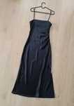 Zara czarna wieczorowa sukienka midi maxi o wyglądzie satyny 34 XS