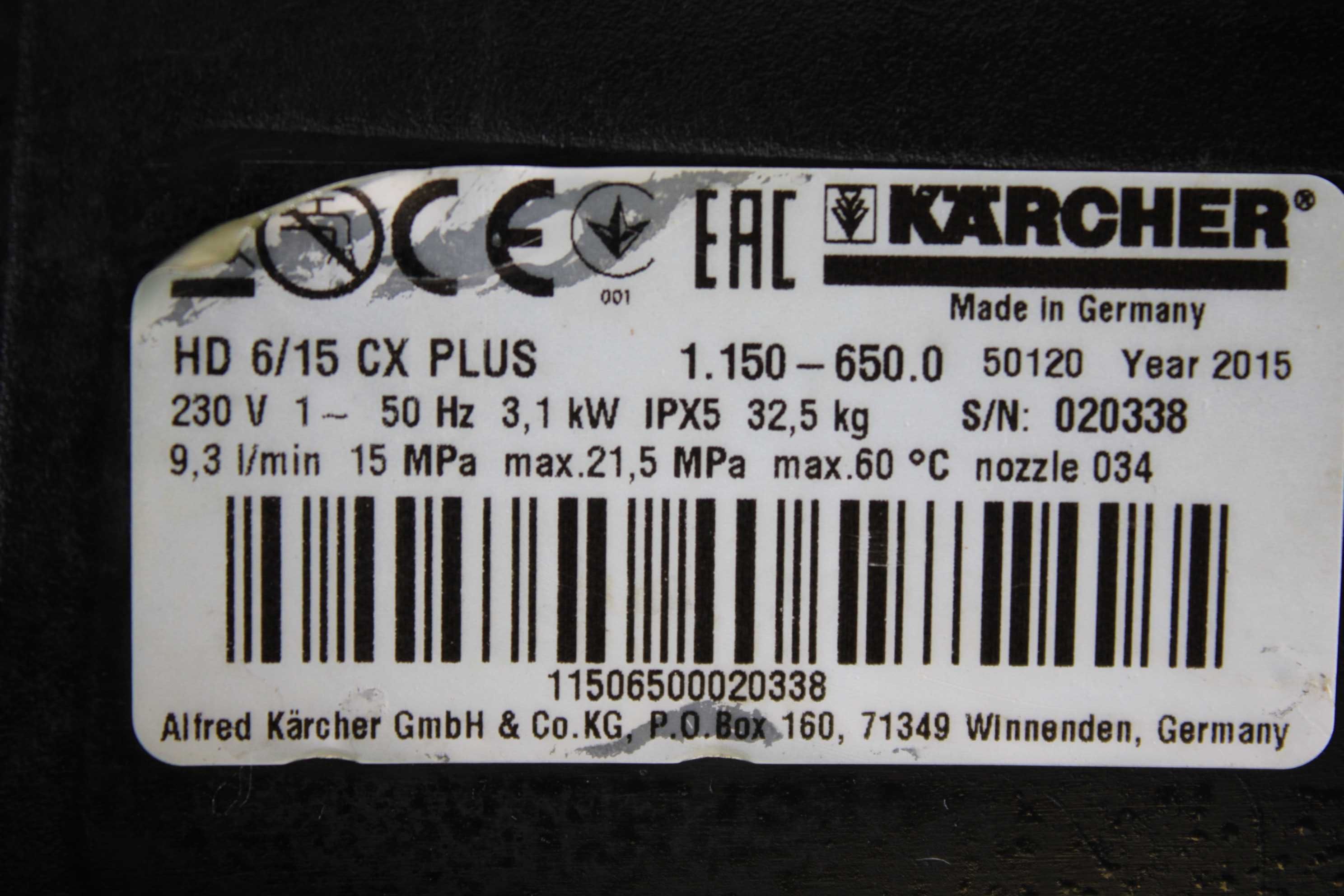 Myjka Karcher HD 6/15 CX Zwijacz 15 m węża Gwarancją Wysyłka Serwis