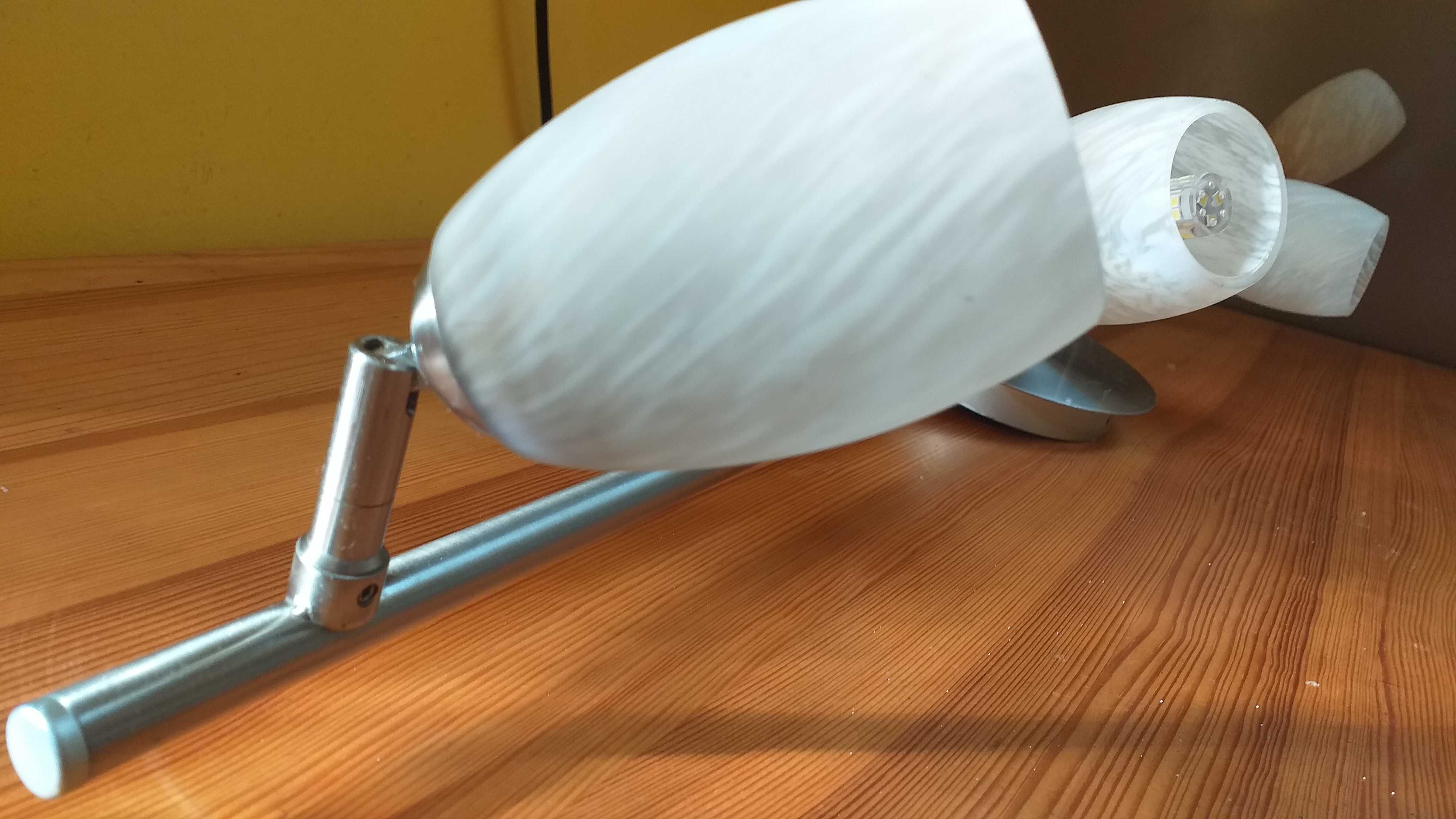 Lampa sufitowa plus kinkiet - satyna nikiel, szkło mleczne