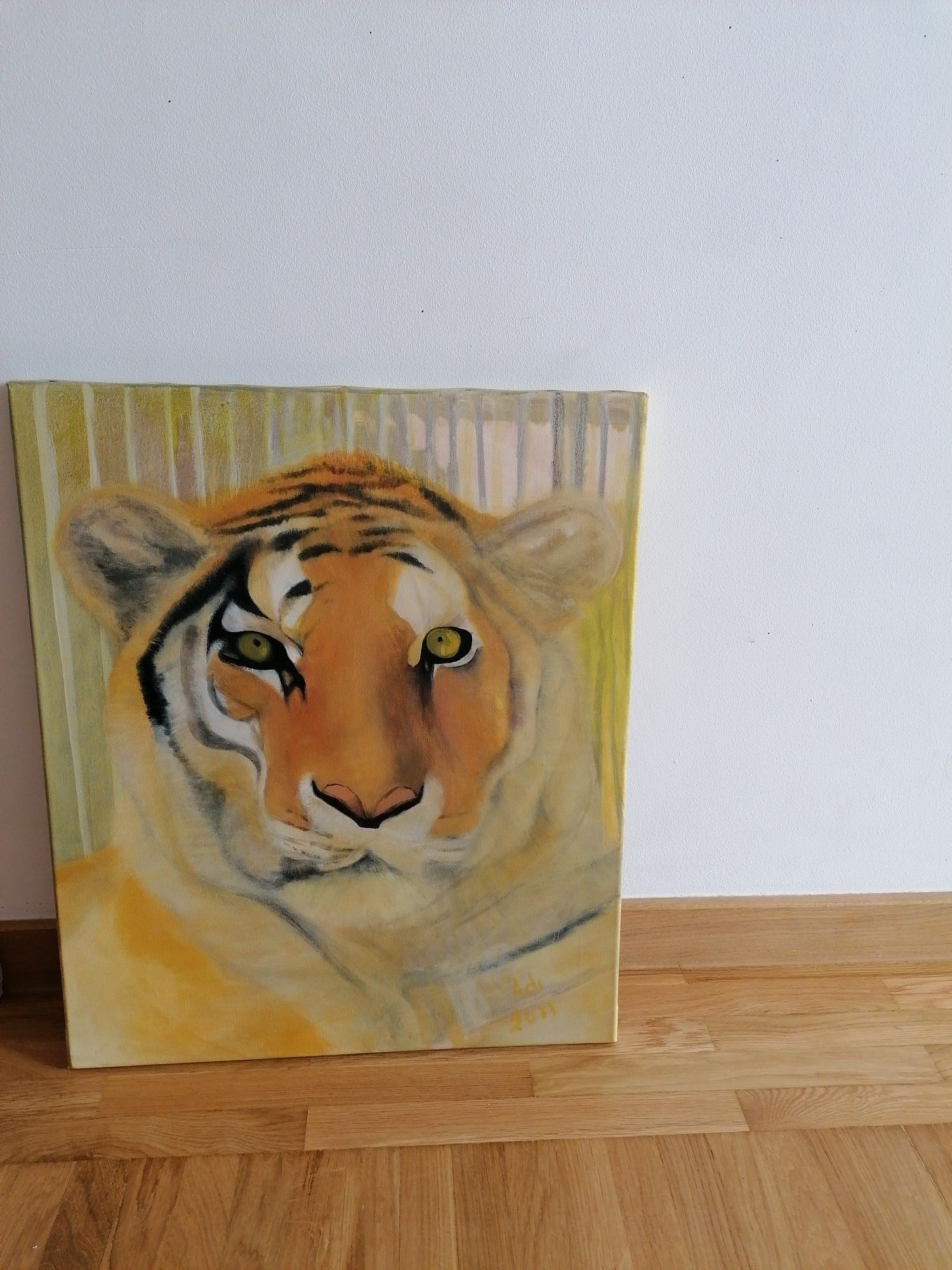 Obraz olejny Tygrys sygnowany