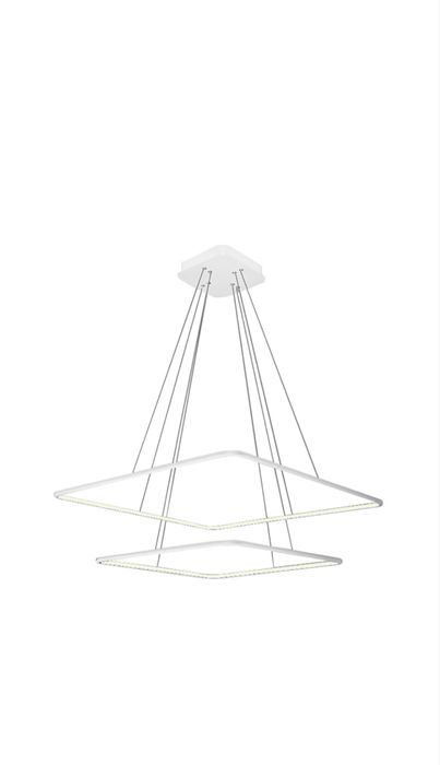 Lampa biały kwadrat Milagro Nix White podwójny pierścień wisząca