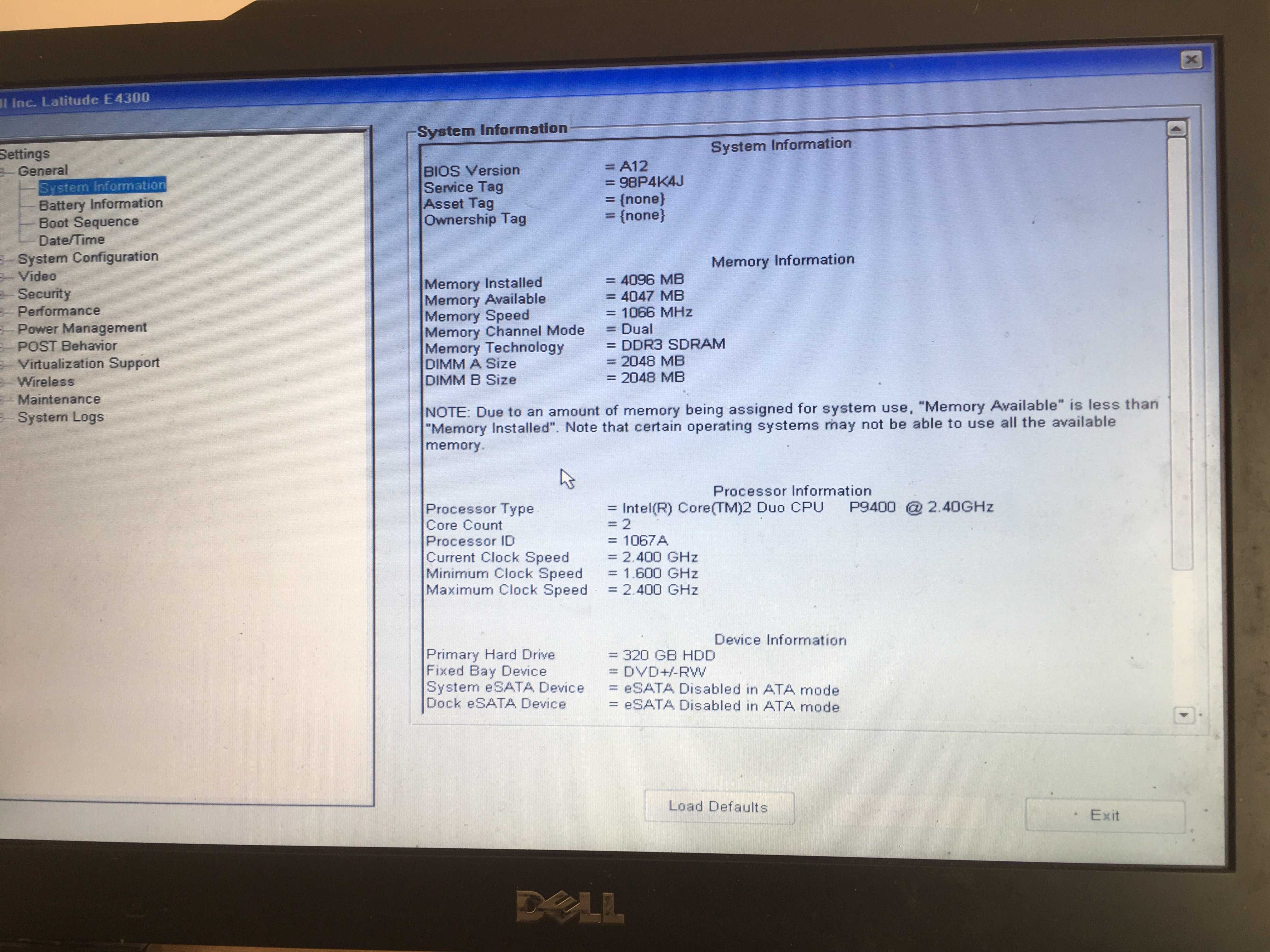 Laptop Dell Latitude E4300, Intel Core 2 Duo P9400, 4/320GB
