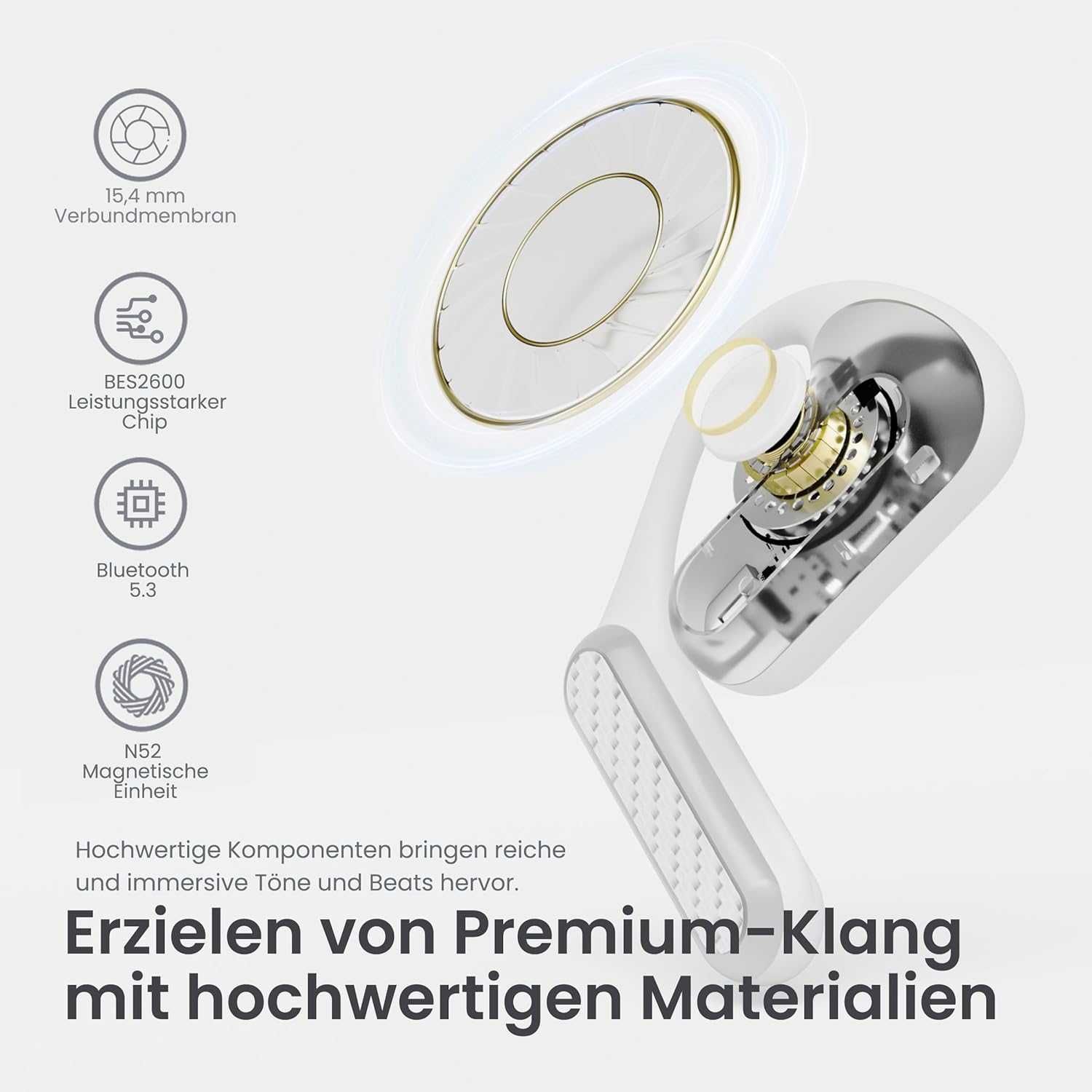 BADENBURG OXY Buds bezprzewodowe słuchawki Bluetooth 60H bio-fiber