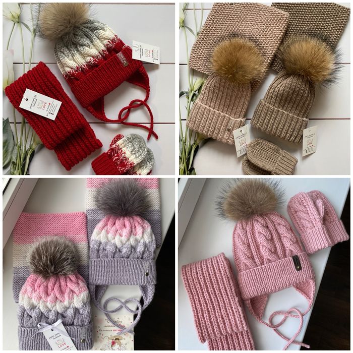 Тепла зимня шапка та снуд. В’язана шапка. Дитяча шапка. Шапка. Хомут.