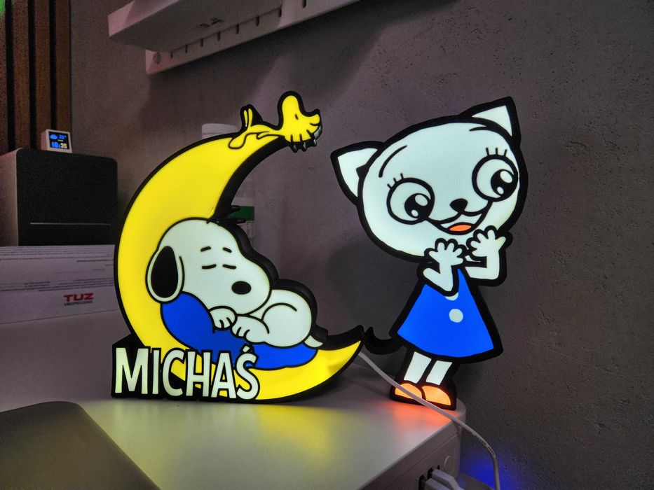 Lampka LED dla dzieci personalizowana – Snoopy, Peanuts - TWOJE IMIE