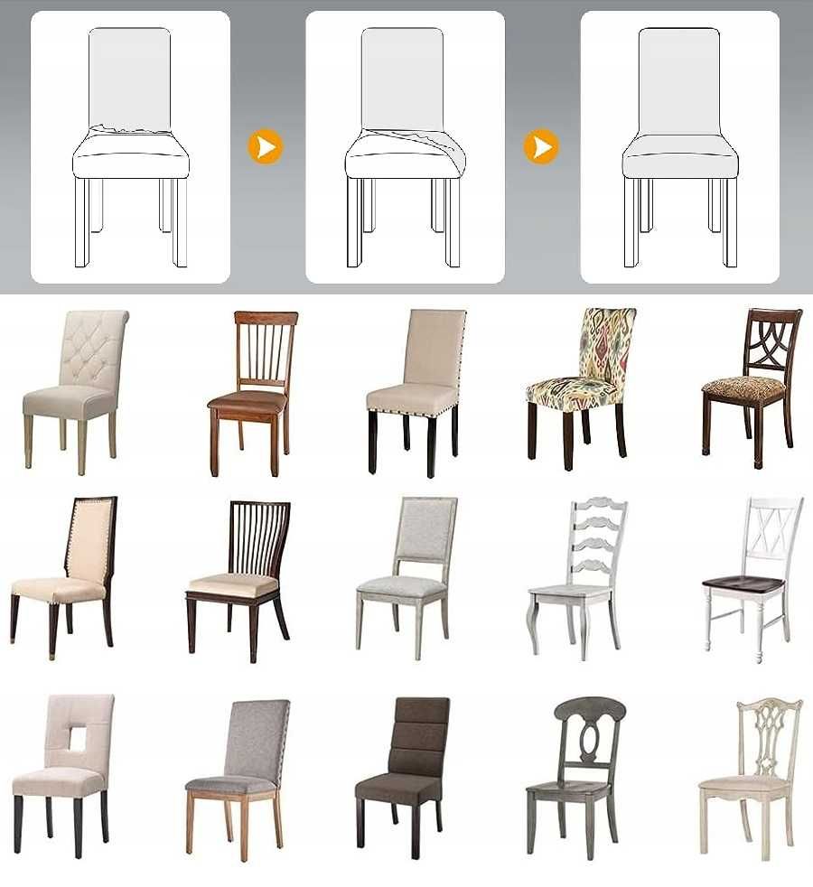 Pokrowce na krzesła 6 sztuk welurowe elastyczne 6 kolorów do wyboru
