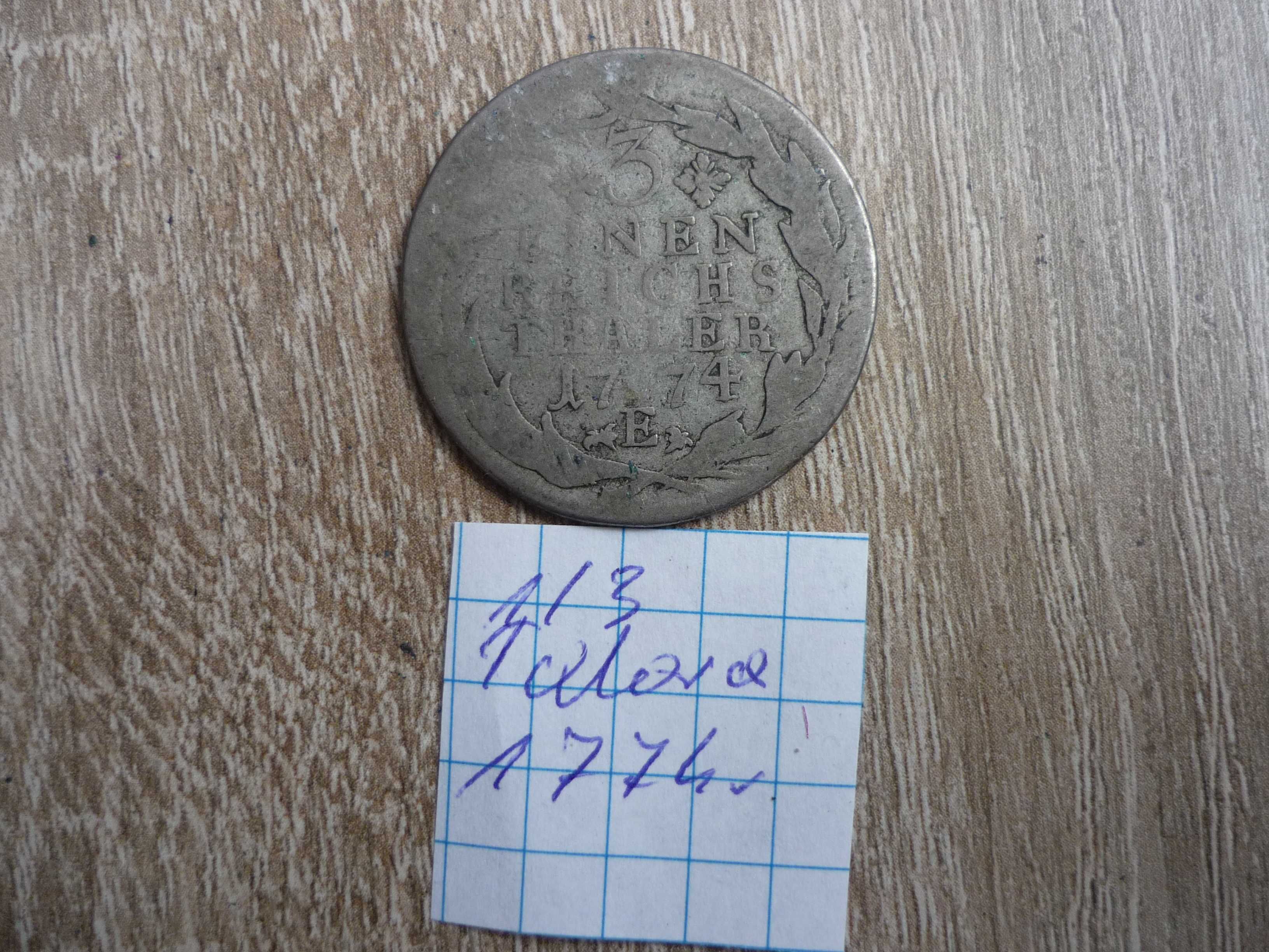 Moneta 1/3 Talara  1774 r.  Niemcy srebro
