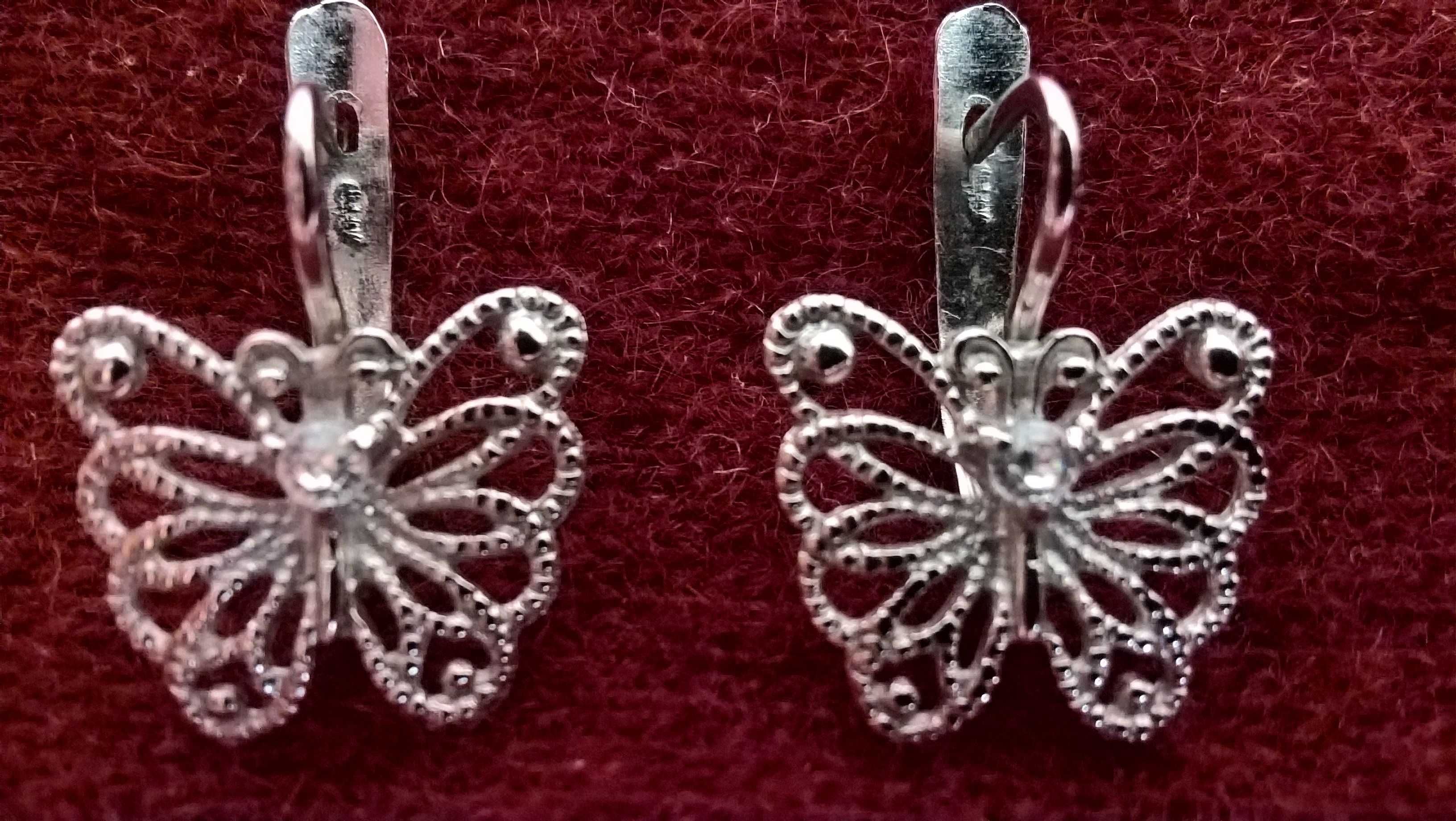 Серебряные серьги (радированные) "Бабочки"