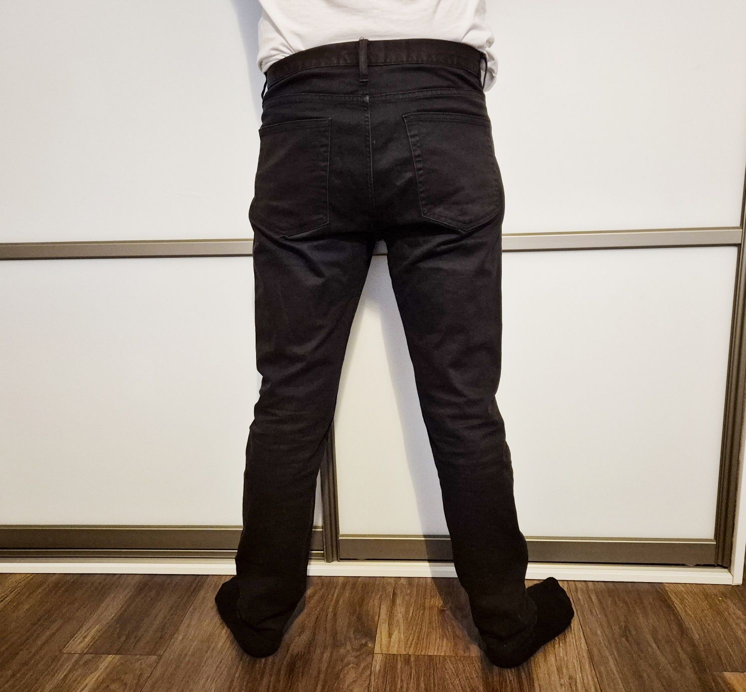 Spodnie jeansy czarne męskie H&M 98% bawełna