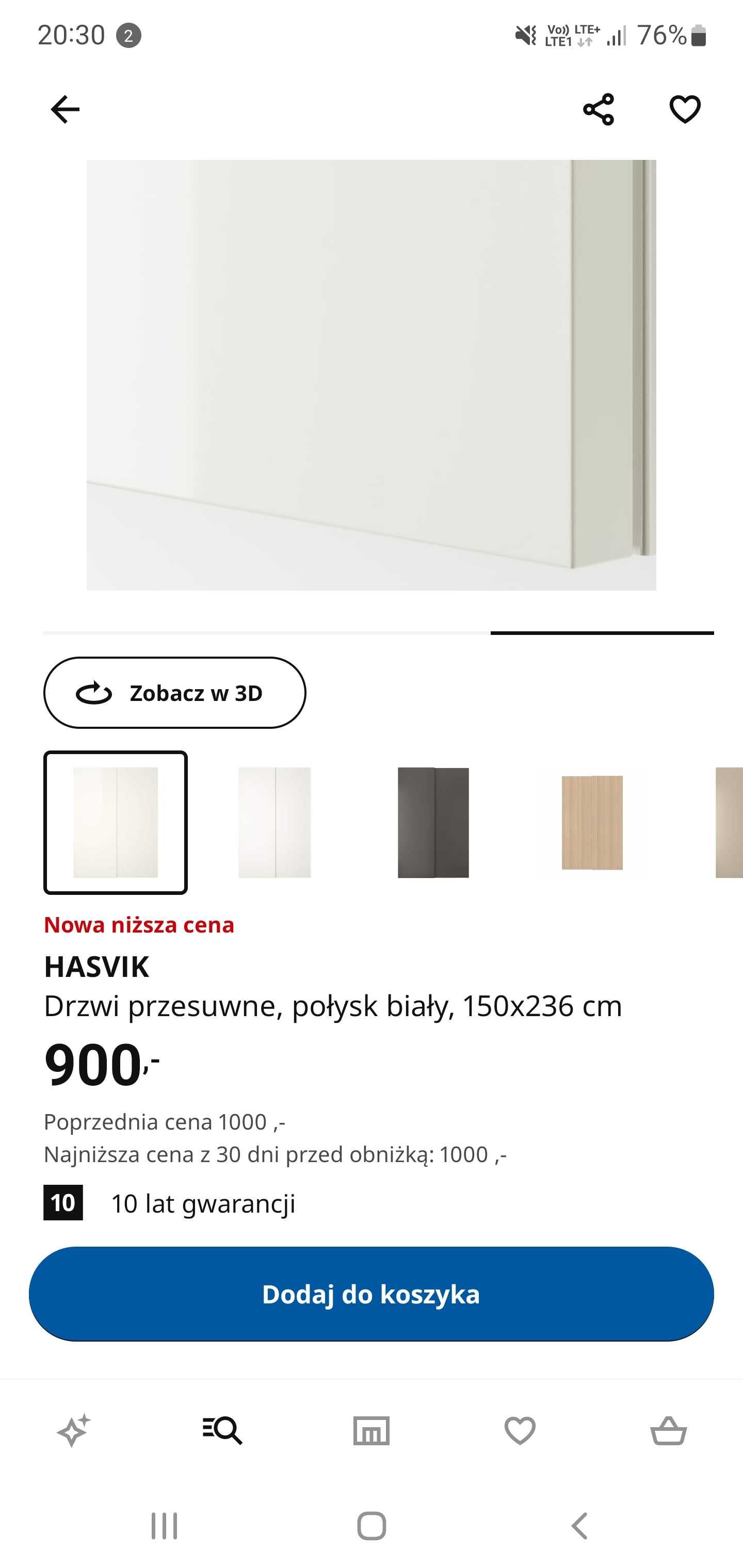 Drzwi przesuwne IKEA Hasvik