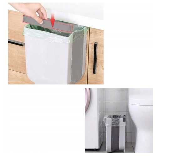 Składany Kosz Na Śmieci Wiszący Na Szafkę 9L