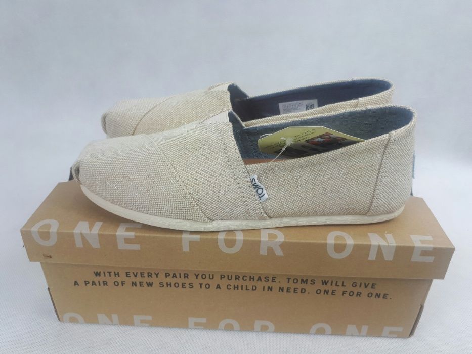 NOWE espadryle TOMS WMN Classic natural metallic linen lniane eu38 pol