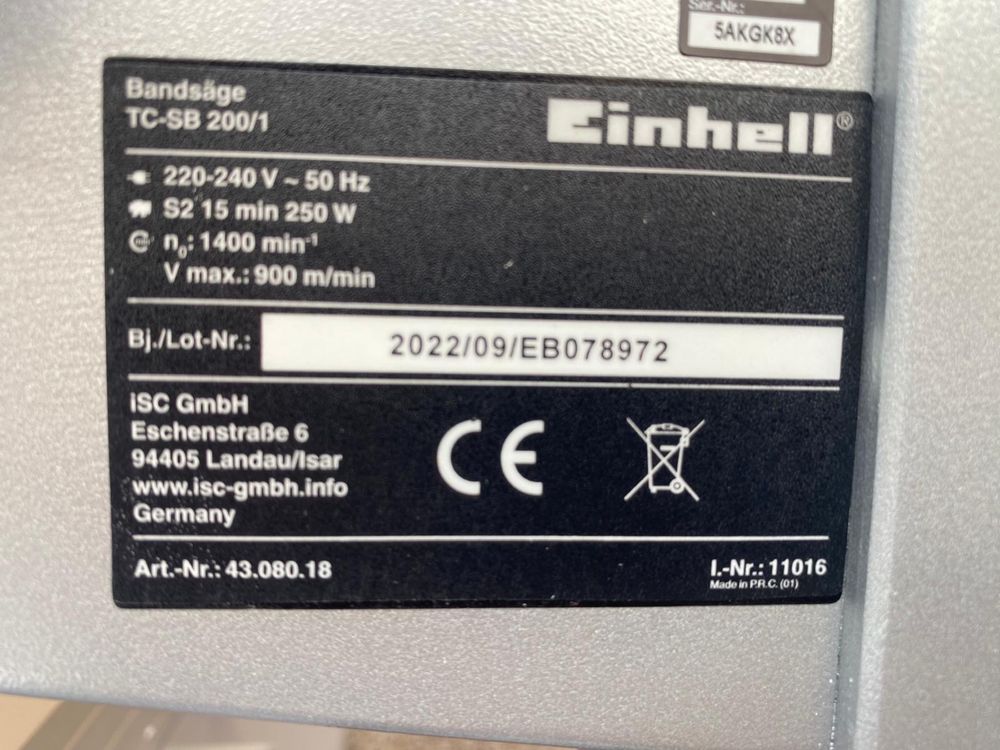 Piła taśmowa Einhell TC-SB 200/1