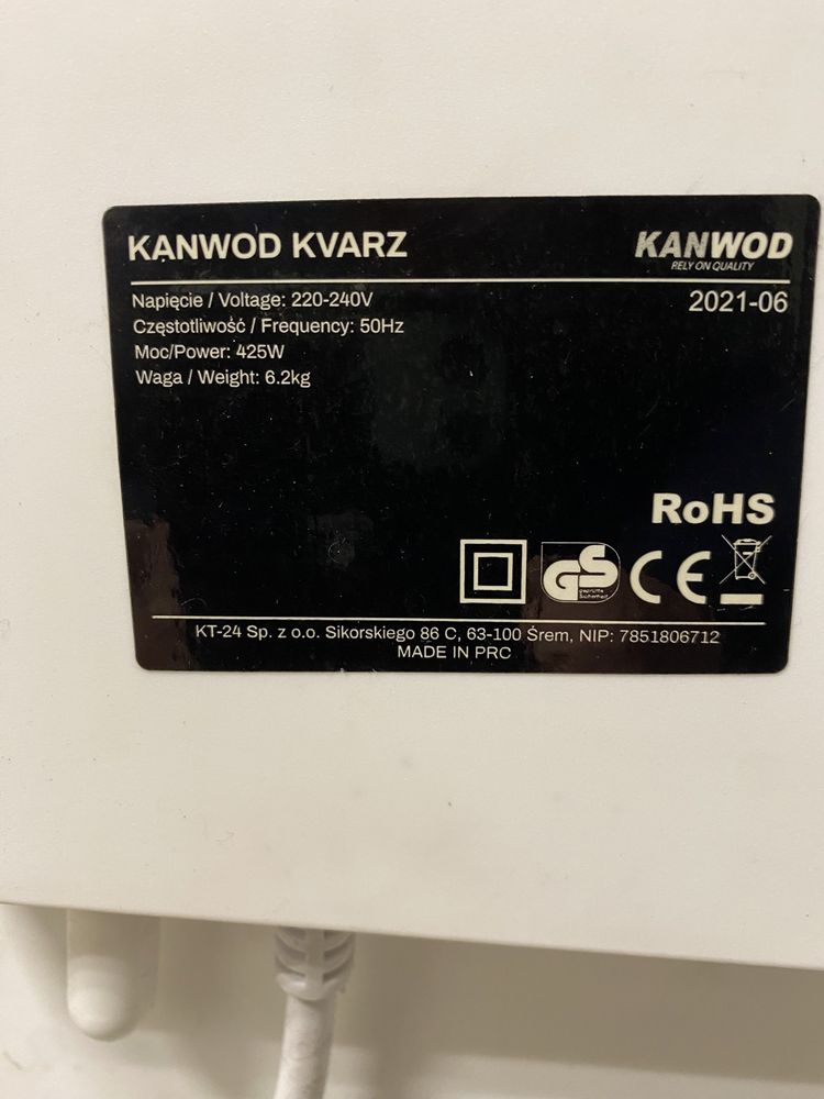 Grzejnik na podczerwień panel grzewczy Kanwod Kvarz 425W