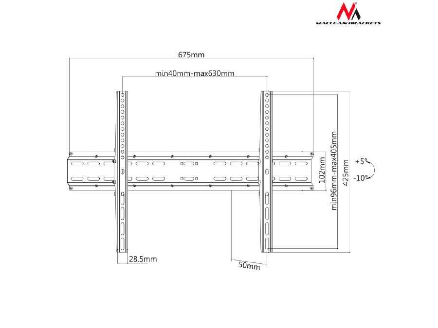 Uchwyt wieszak TV telewizora SLIM 37-70'' 600x400 Maclean MC-749