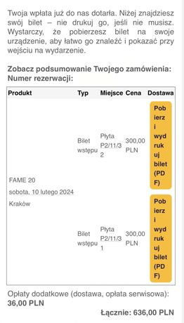 2x Bilety Fame Mma 20